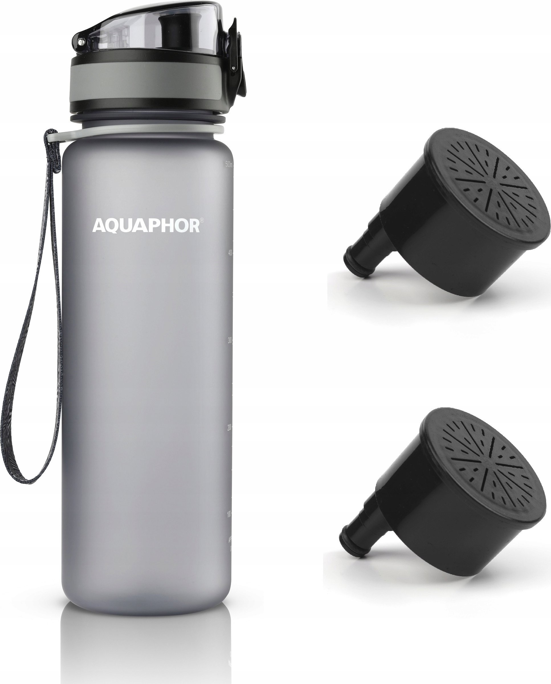 Butelka filtrująca Aquaphor City 500 ml + 2 filtry, szara