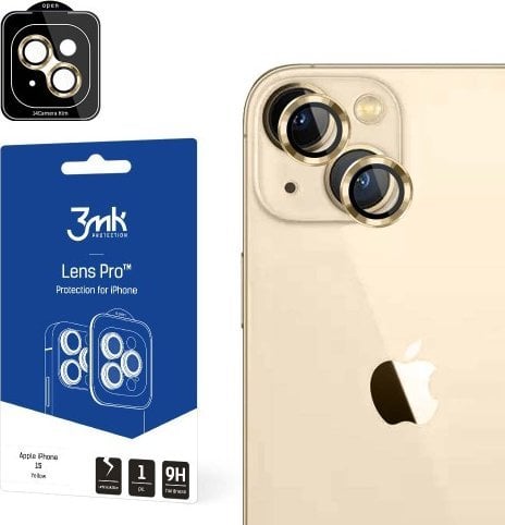 3MK Ochrona na obiektyw aparatu z ramką montażową Lens Protection Pro iPhone 15 6.1" żółty/yellow