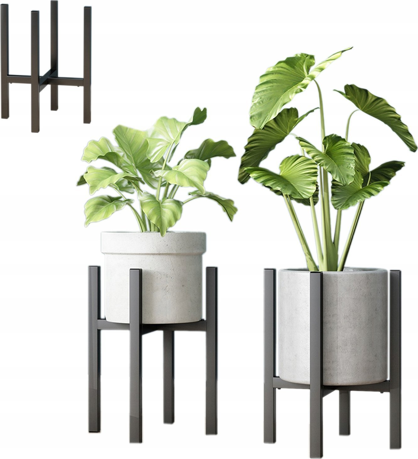 Strado Kwietnik regulowany metalowy stelaż stojak do kwiatów PILLAR (Czarny)