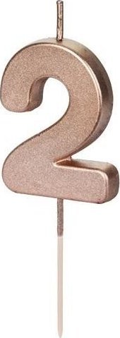 Świeczka urodzinowa 2 różowe złoto 4.5cm