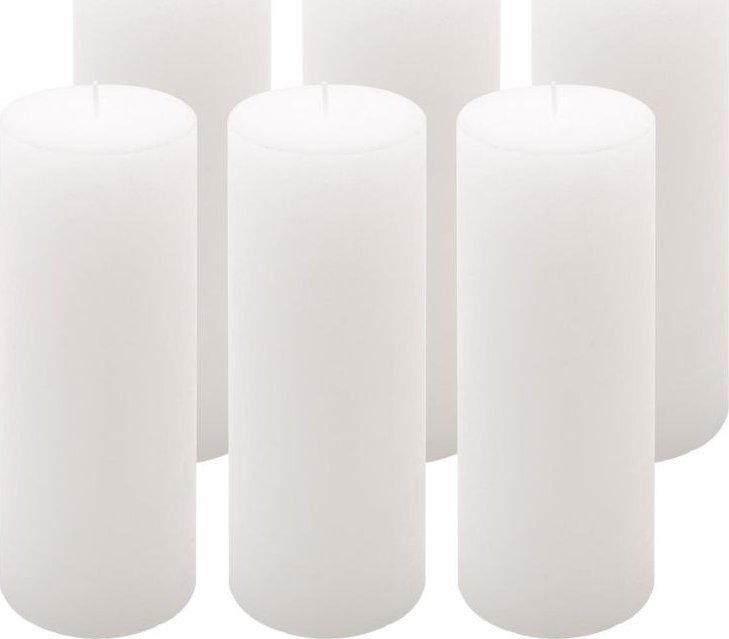 Zestaw świec rustykalnych, 20 cm, 7,5 cm, biały, 6 szt.