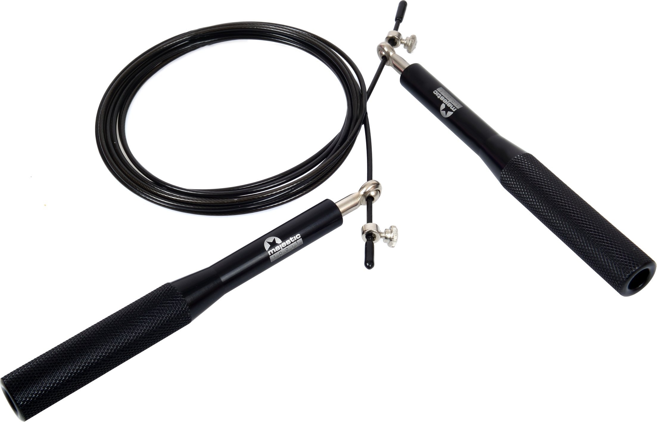 Skakanka stalowa Majestic Sport z łożyskami czarna