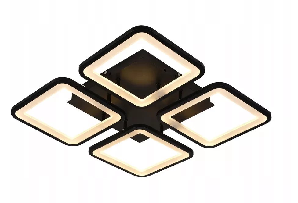 Lampa Sufitowa Plafon LED z Pilotem Czarny Kwadratowy Kwadrat