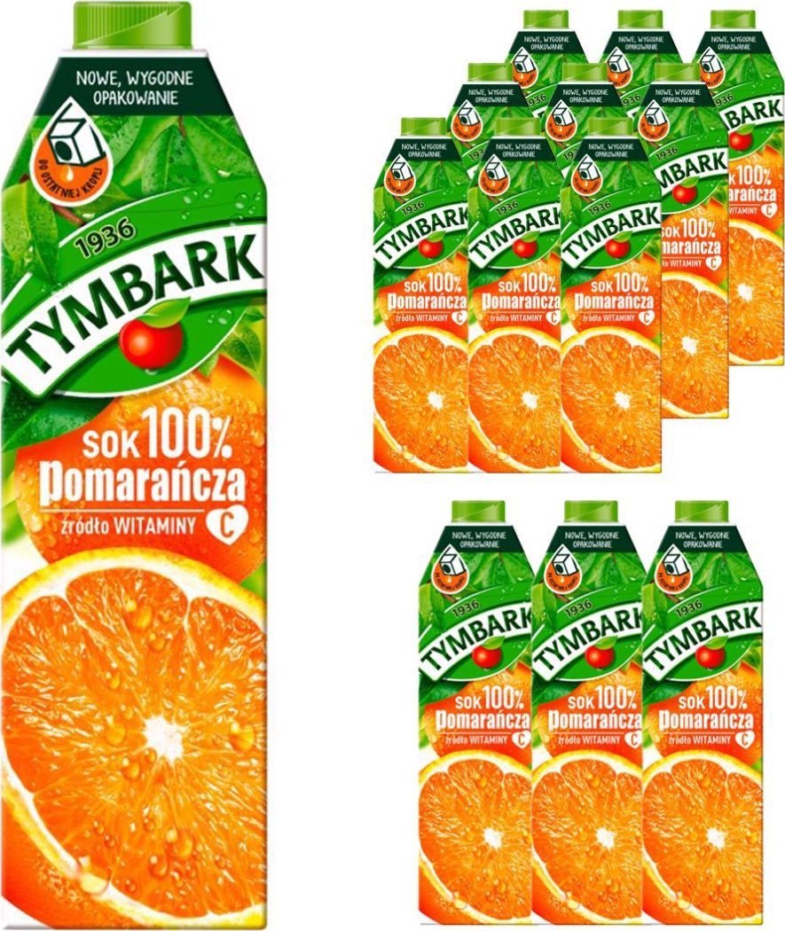 Tymbark Sok 100% pomarańcza 1 l x12 sztuk