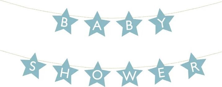 KIK Baner napis na baby shower gwiazdki jasnoniebieskie 290cm x 16,5cm