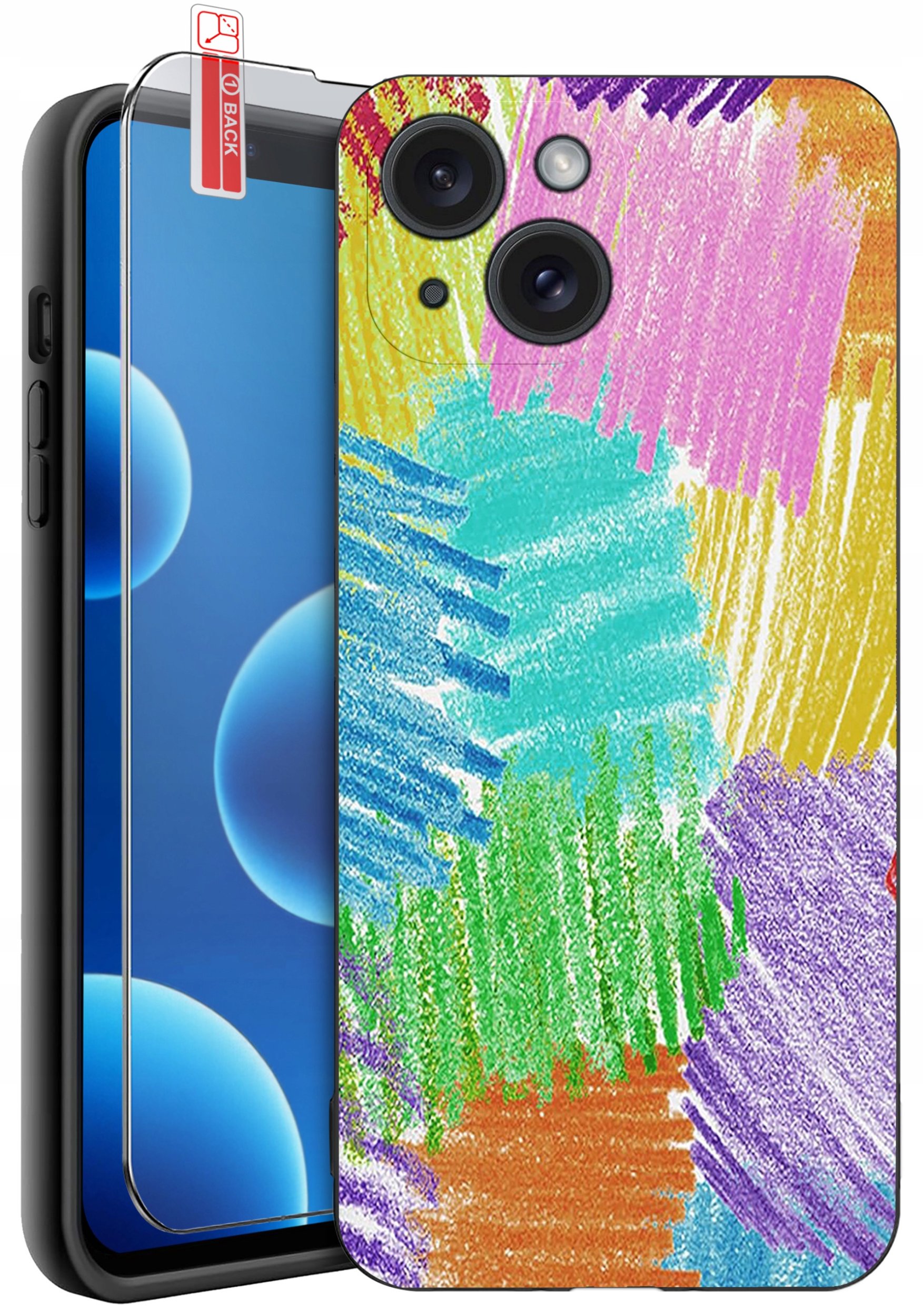 ETUI do iPhone 13 | 14 | WZORY | SILIKONOWE MATT CASE + SZKŁO 9H