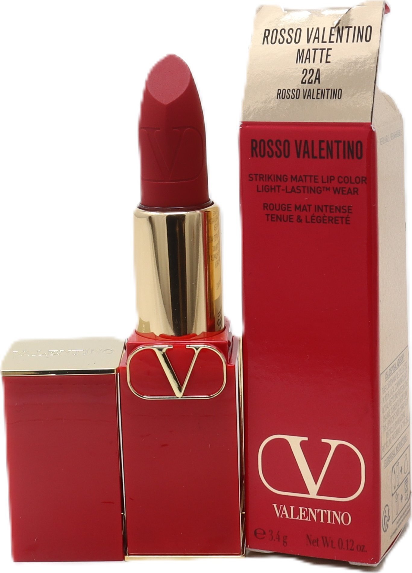Valentino Valentino, Rosso, Matte, Cream Lipstick, 22A, Refillable, 3.5 g For Women