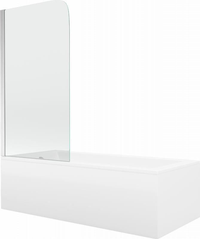 Wanna Mexen Mexen Cubik wanna prostokątna 150 x 70 cm z obudową i parawanem 1-skrzydłowym 70 cm, transparent, chrom - 550315070X9007010100