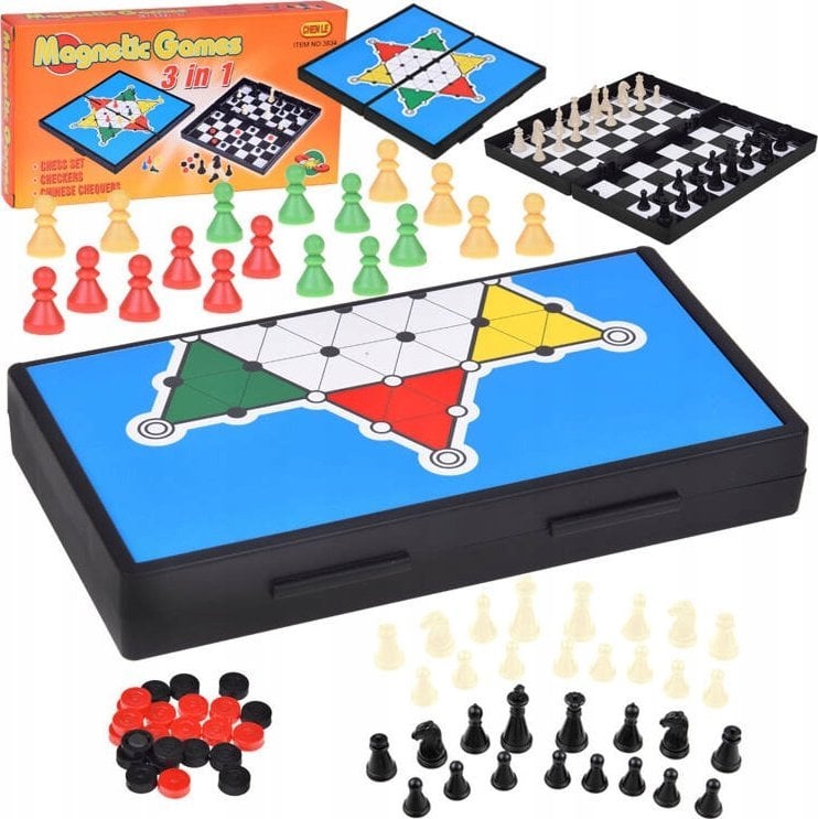 Jokomisiada Zestaw gier 3w1 szachy warcaby chińczyk MAGNETYCZNE strategiczna GR0676