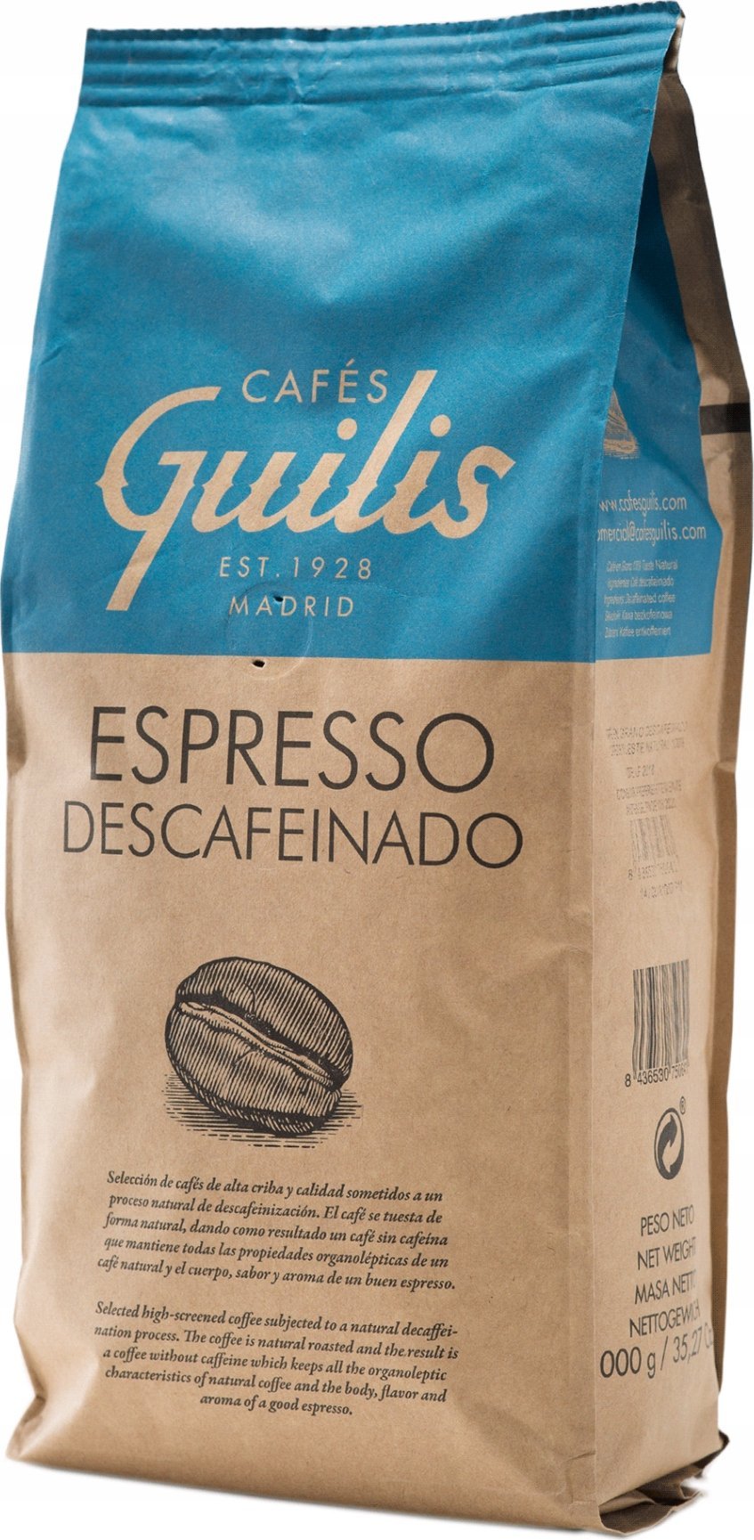 Kawa ziarnista Cafes Guilis Espresso Descafeinado 1 kg
