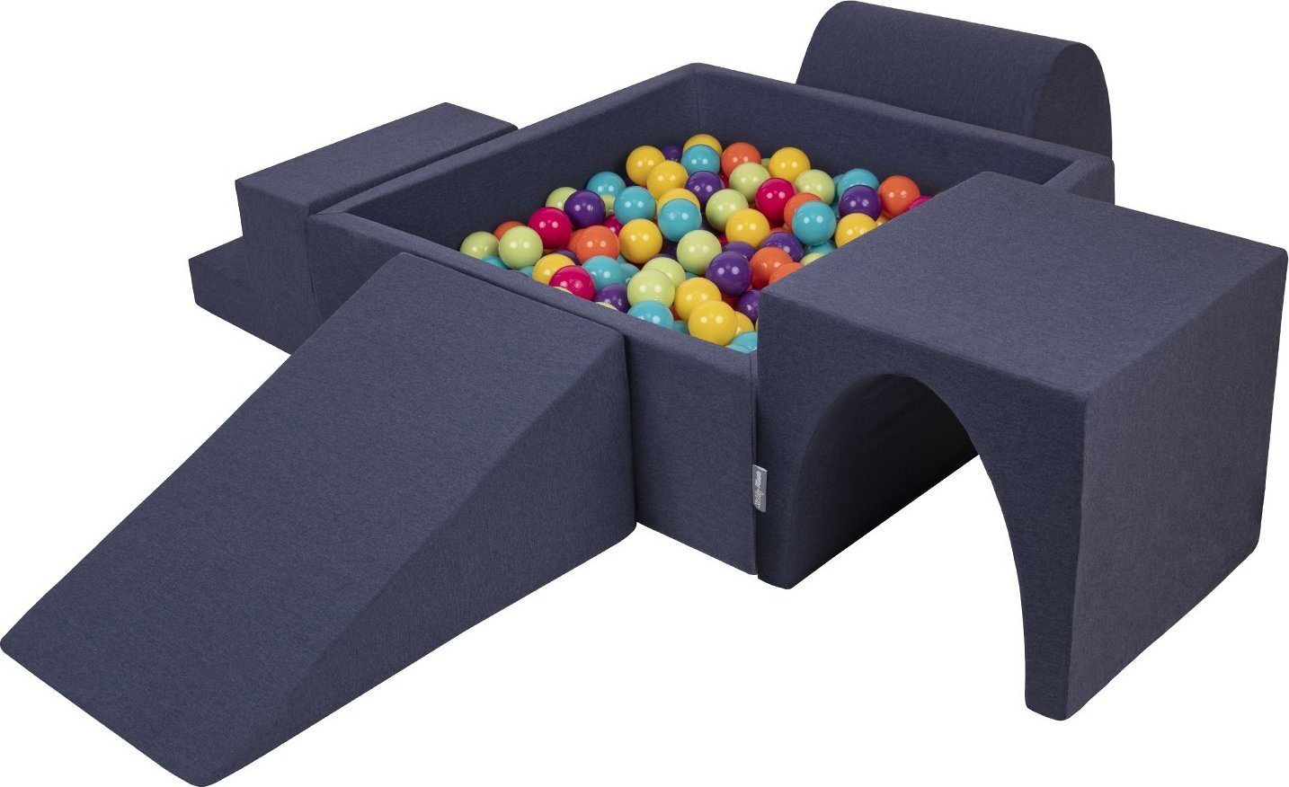 KiddyMoon KiddyMoon Piankowy plac zabaw PPZP-KW30D-125 z piłeczkami granatowy: jasny zielony-żółty-turkus-pomarańcz-ciemny róż-fiolet basen 200/klin L