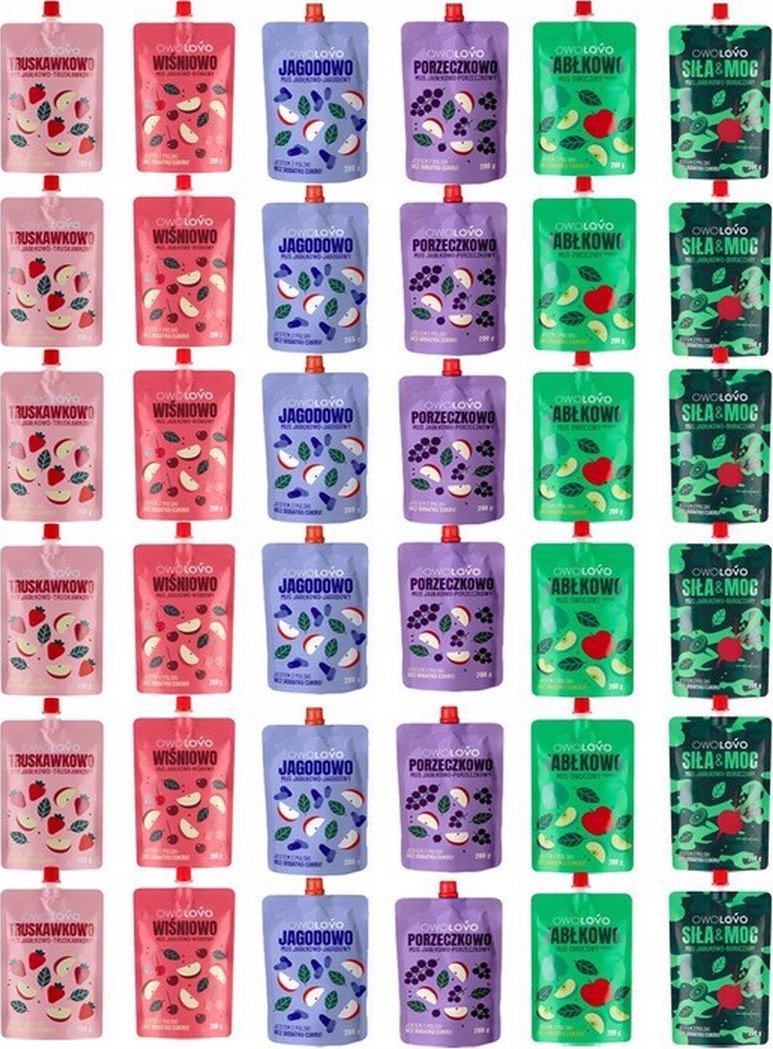 Owolovo Owolovo Mix 6 smaków 200 g x 36 sztuk