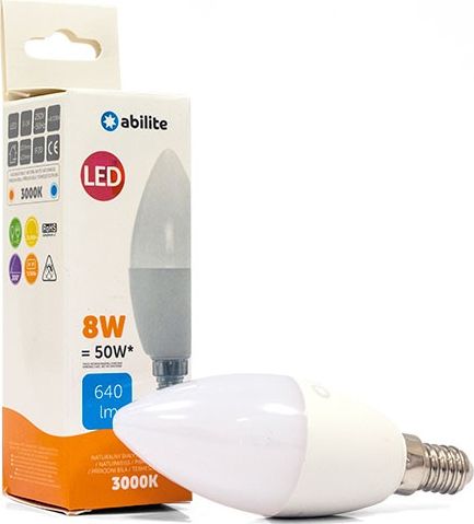 Abilite ŻARÓWKA LED ABILITE ŚWIECZKA MLECZNA B.CIEPŁA E14 8W/230V 640LM C37