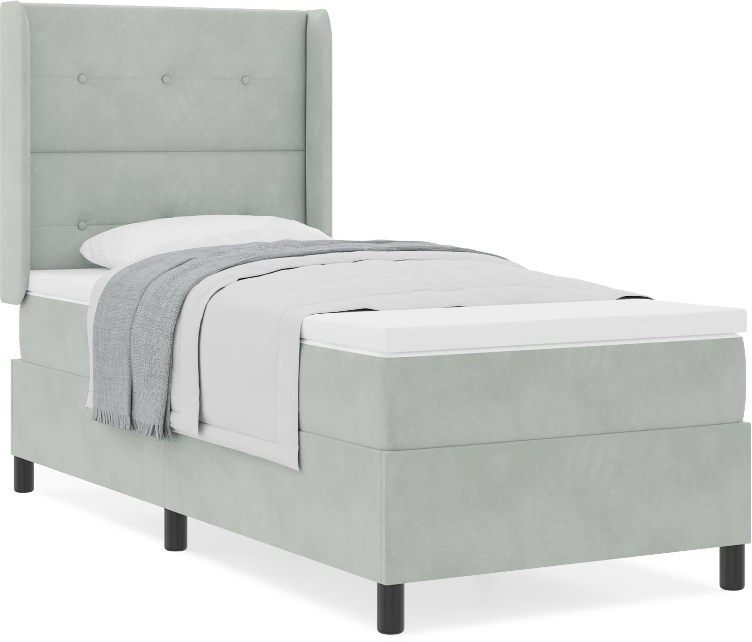 Łóżko Box Spring z materacem vidaXL Jasnoszare 90x190 cm Aksamit