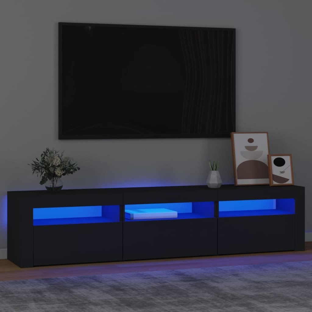 vidaXL vidaXL Szafka pod TV z oświetleniem LED, czarna, 180x35x40 cm