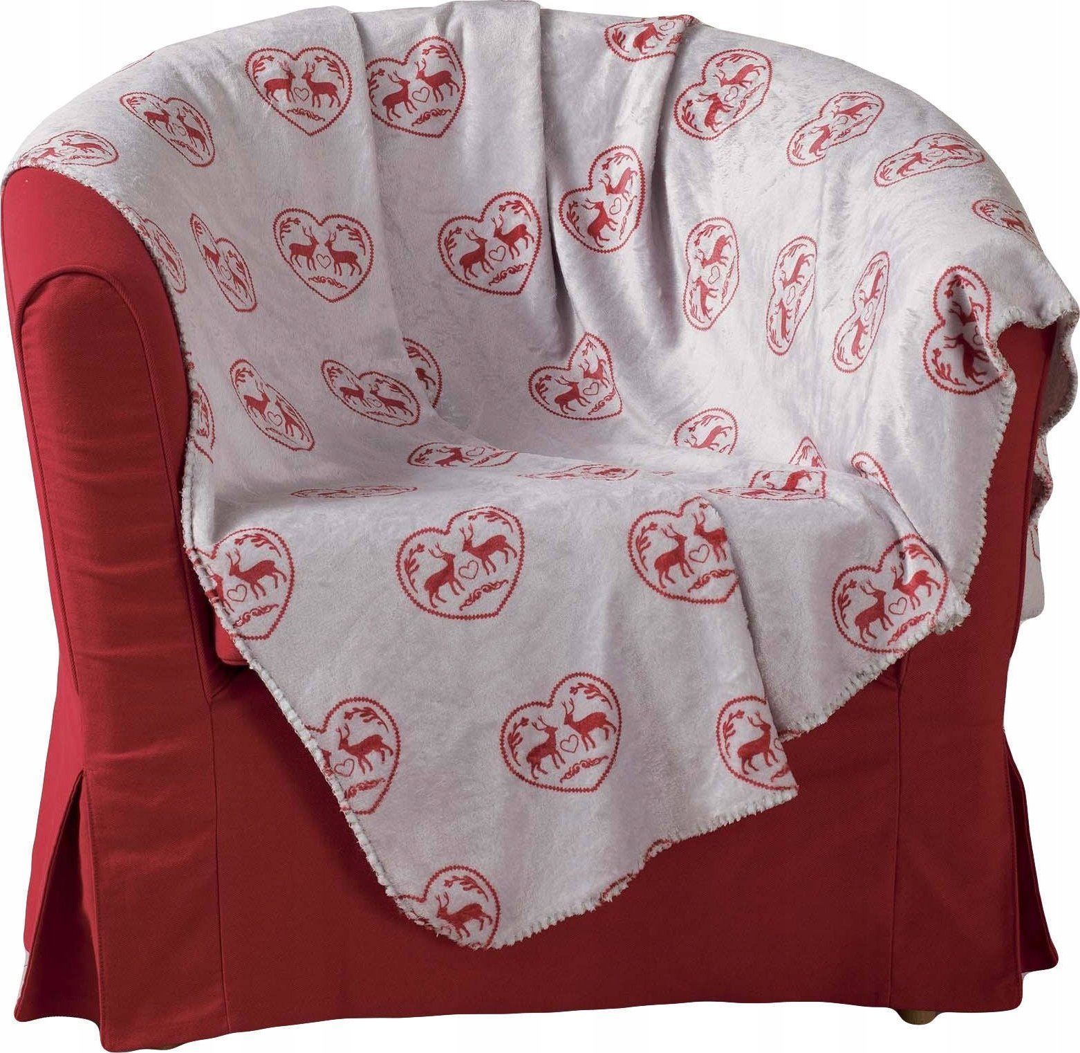 Douceur d`Interieur Narzuta na łóżko FLANNEL, 125 x 150 cm, motyw świąteczny