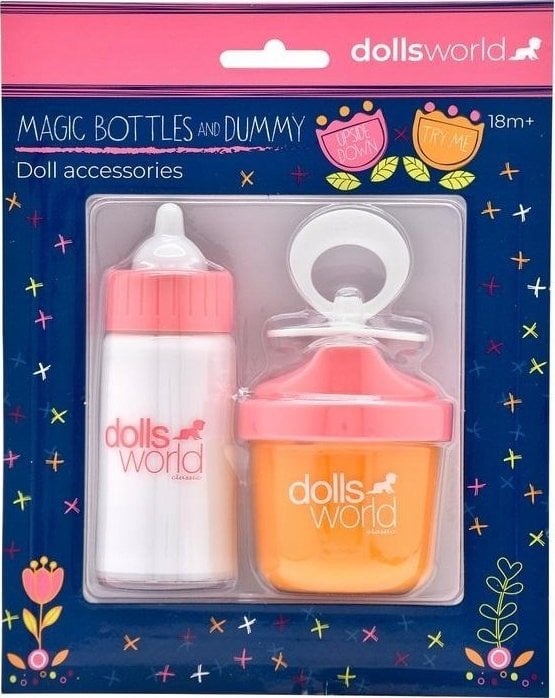 Dolls World DOLLS WORLD MAGICZNE BUTELKI MLEKO I SOK POMARAŃCZOWY I SMOCZEK