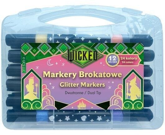 Markery brokatowe dwustronne 12szt Wicked