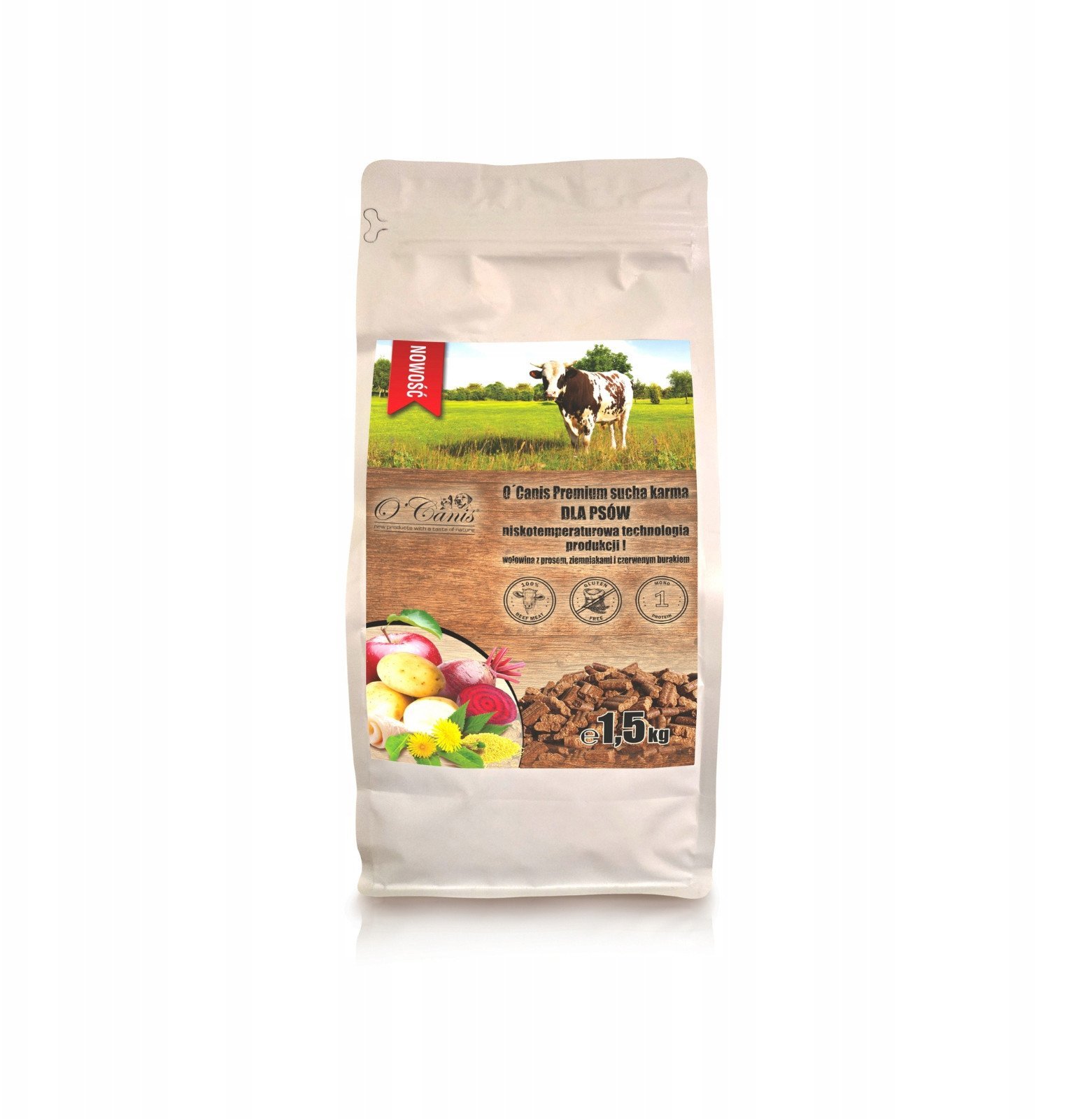 O'Canis Premium sucha karma dla psów wołowina z prosem, ziemniakami i czerwonym burakiem 1,5kg