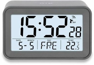 ADE Zegar elektroniczny z kalendarzem i termometrem, 10,5 x 6,5 x 4 cm, szary