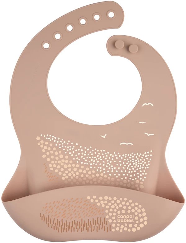 Śliniak silikonowy z kieszonką Mountains beżowy 51/030