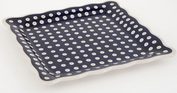 Bolesławiec Talerz kwadratowy 24cm Bolesławiec Kropki 42