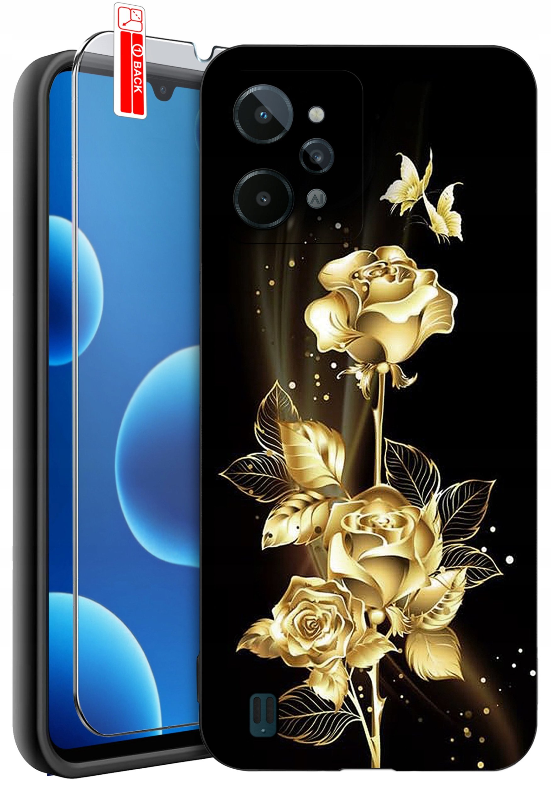 ETUI do Realme C31| WZORY | SILIKONOWE MATT CASE + SZKŁO 9H