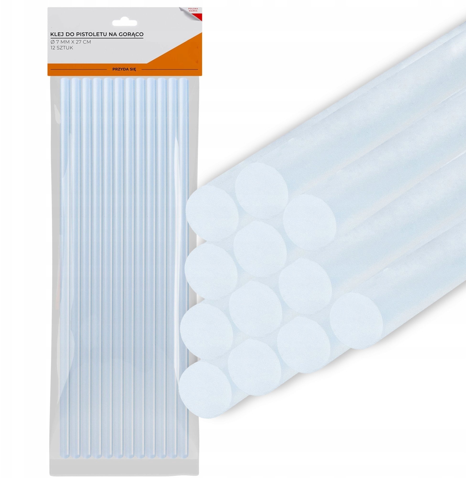 KLEJ DO PISTOLETU NA GORĄCO WKŁADY MOCNE KLEJOWE BEZBARWNE 12SZT 27CM 7MM