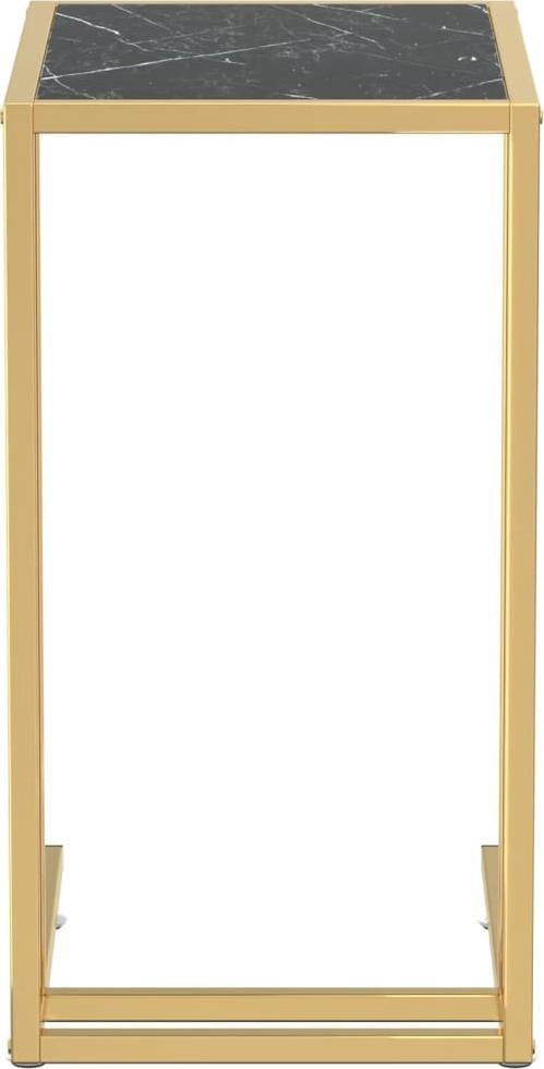 vidaXL Komputerowy stolik boczny złoty+czarny marmur