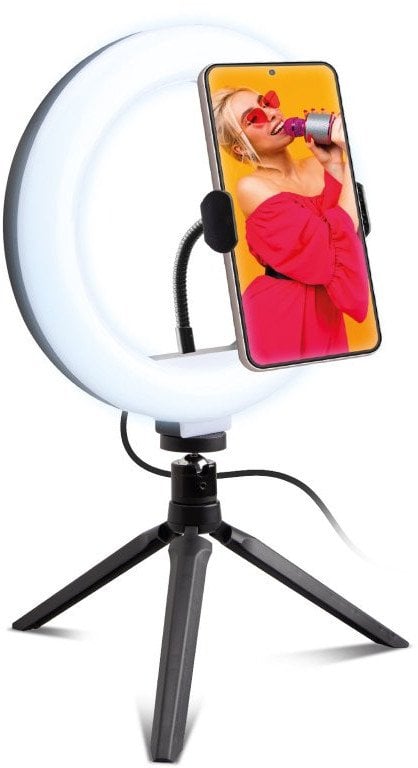 Lampa pierścieniowa SBS Mobile TESELFIERINGCLIP, LED, Black, White, USB, 5 V, 20 cm, 200 mm