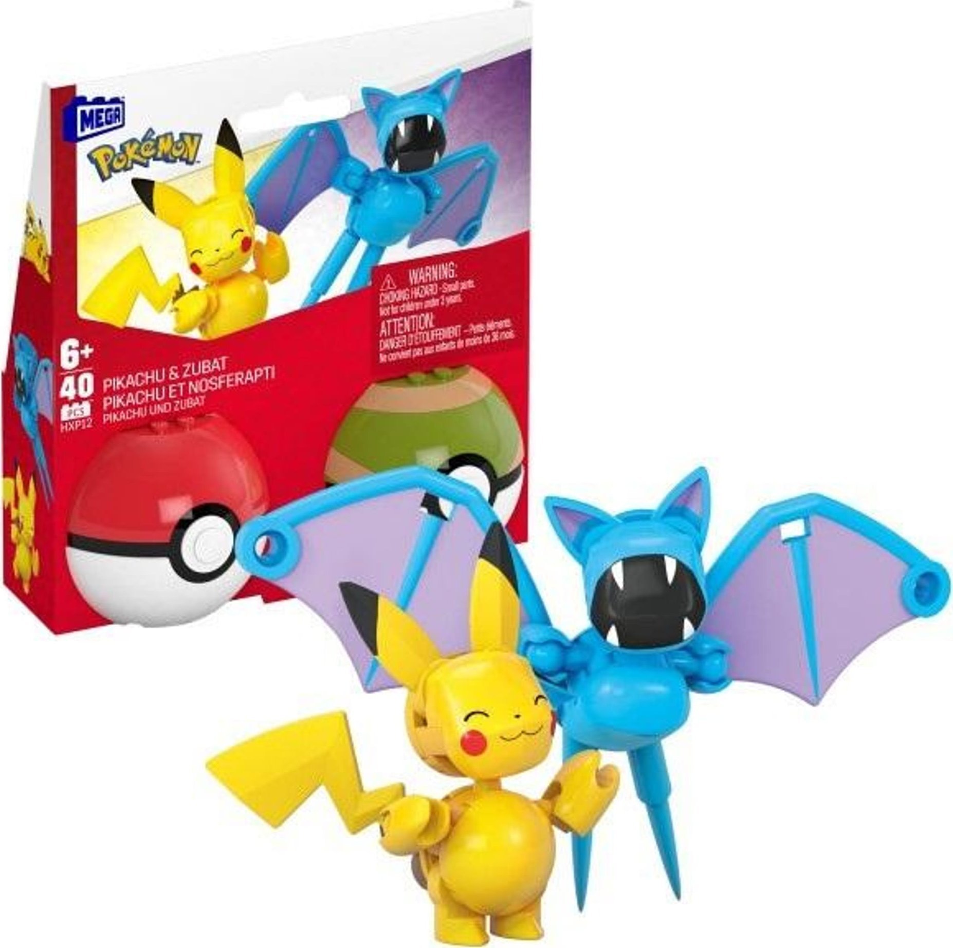 Figurka Mattel Mega Pokemon Pokeball Pikachu i Zubat HXP12