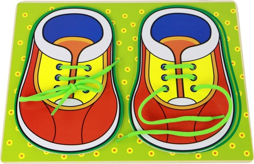 LeanToys Drewniana Zabawka Edukacyjna Nauka Wiązania Sznurówek