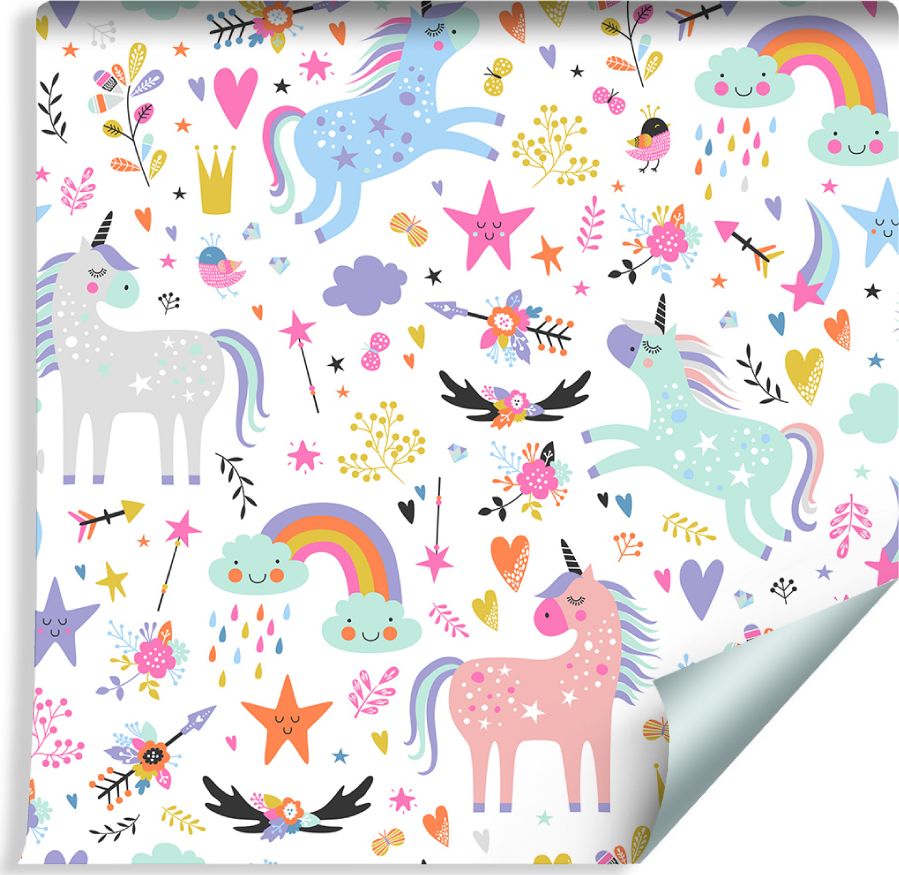 Muralo Tapeta Dla Dzieci - Kolorowe Magiczne Jednorożce