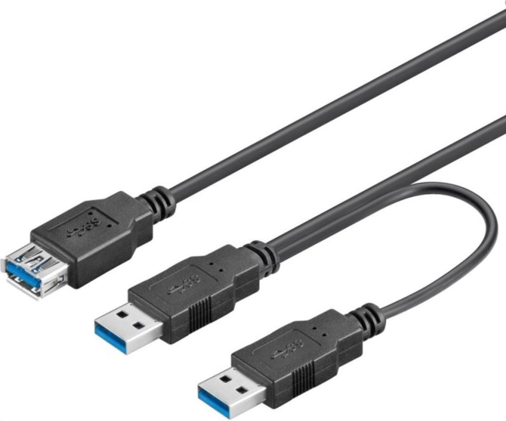 Kabel USB PremiumCord USB-A - 2x USB-A Czarny (ku3y02)