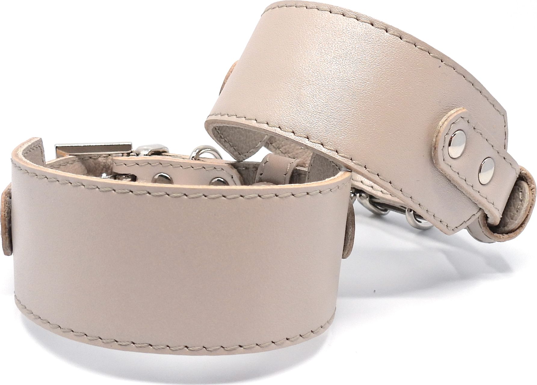 Smart Animal Skórzana obroża dla charta, kolekcja SMART, 28 cm - 32 cm, beżowa