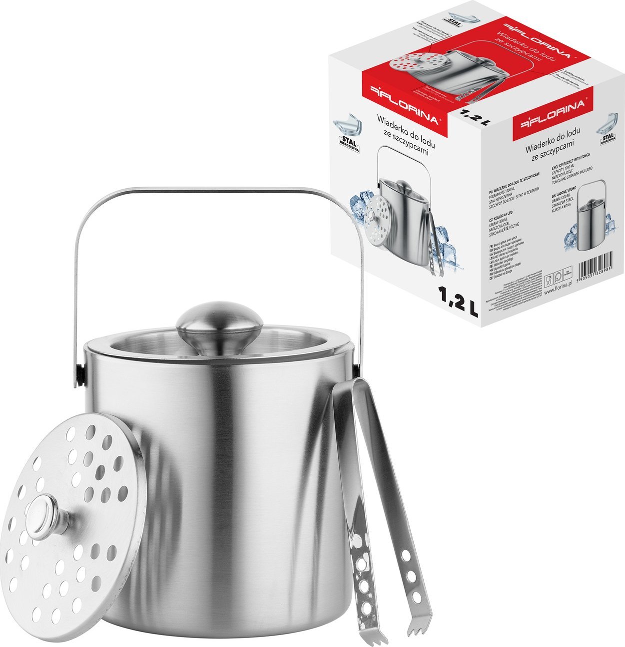 Florina Wiaderko do lodu ze szczypcami 1200 ml
