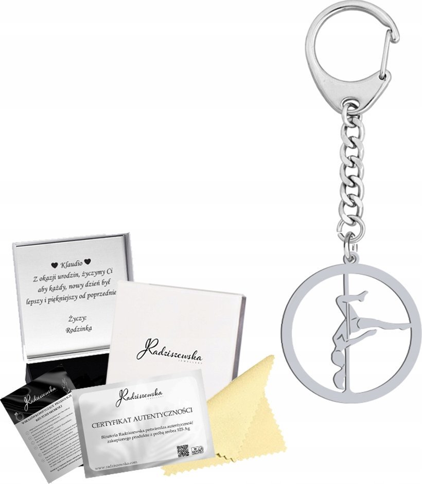 Radziszewska Jewellery Brelok Pole Dance SREBRO 925 Prezent Kobieta GRAWER DEDYKACJA GRATIS