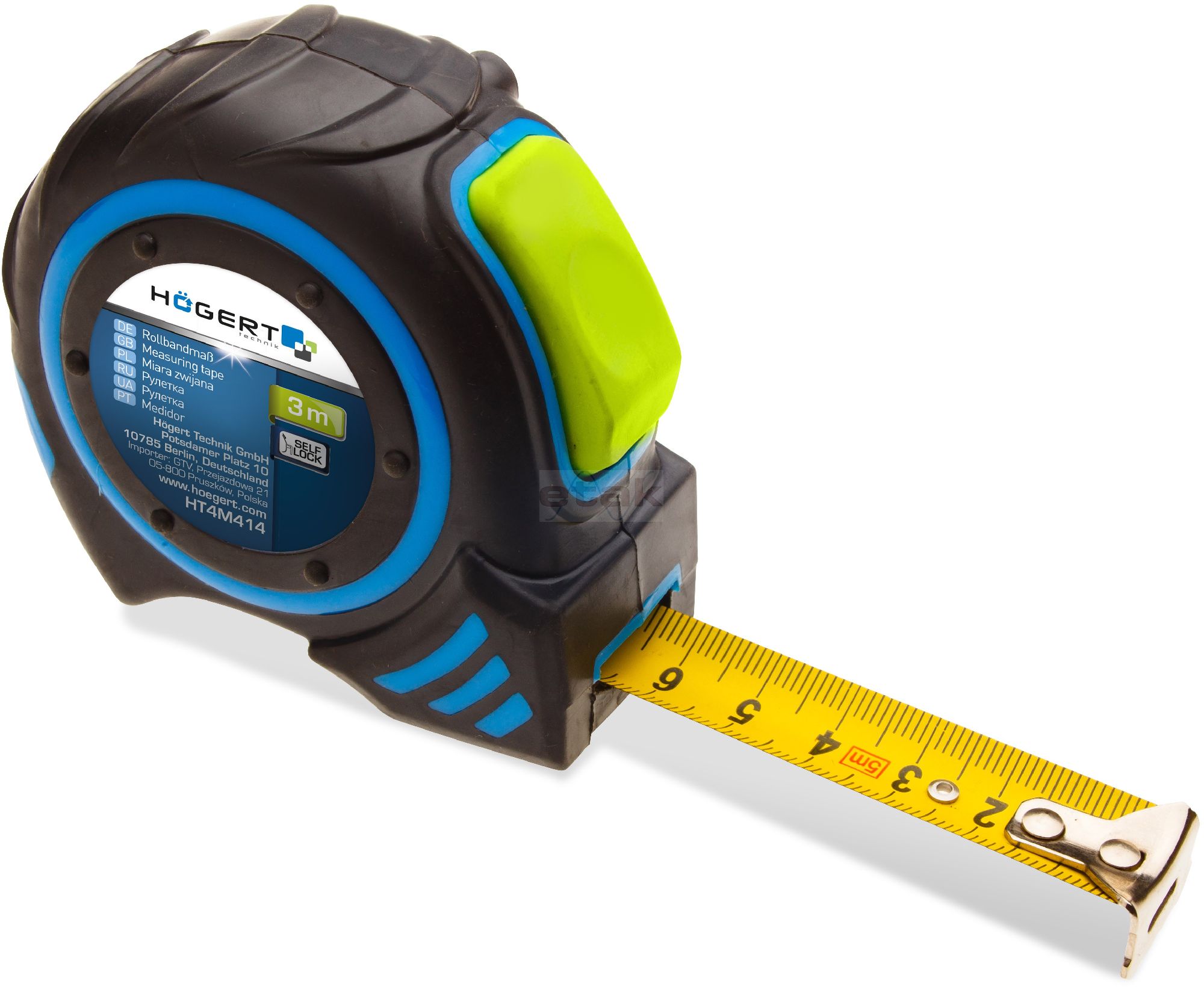 Högert Technik Miara zwijana 3 m x 16 mm MID pokryta nylonem selflock (HT4M423)