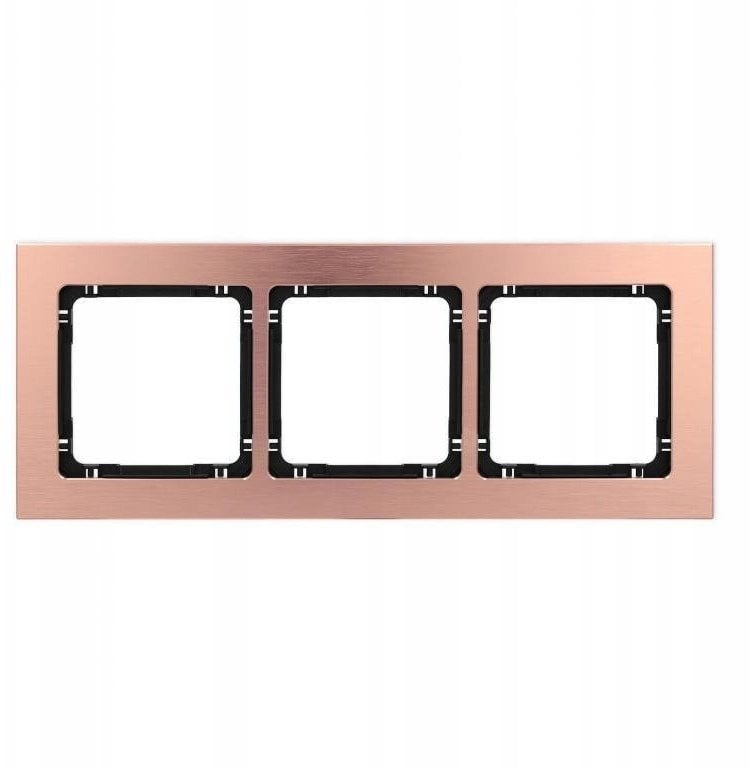 DECO Ramka uniwersalna potrójna - aluminium szczotkowane (ramka: kolor miedziany spód: czarny) 9-12-DRA-3