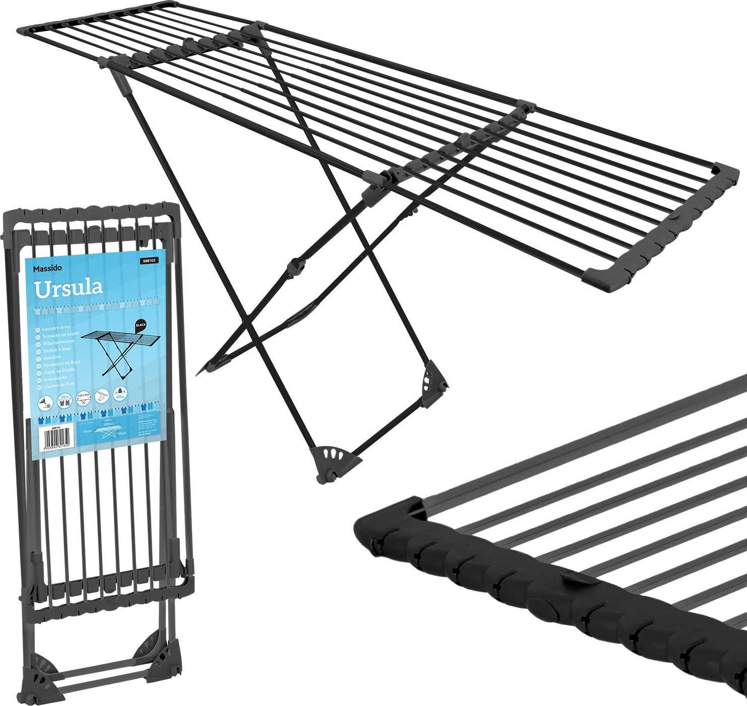 Suszarka na pranie Massido Suszarka na pranie z kółkami teleskopowa Ursula 20mb