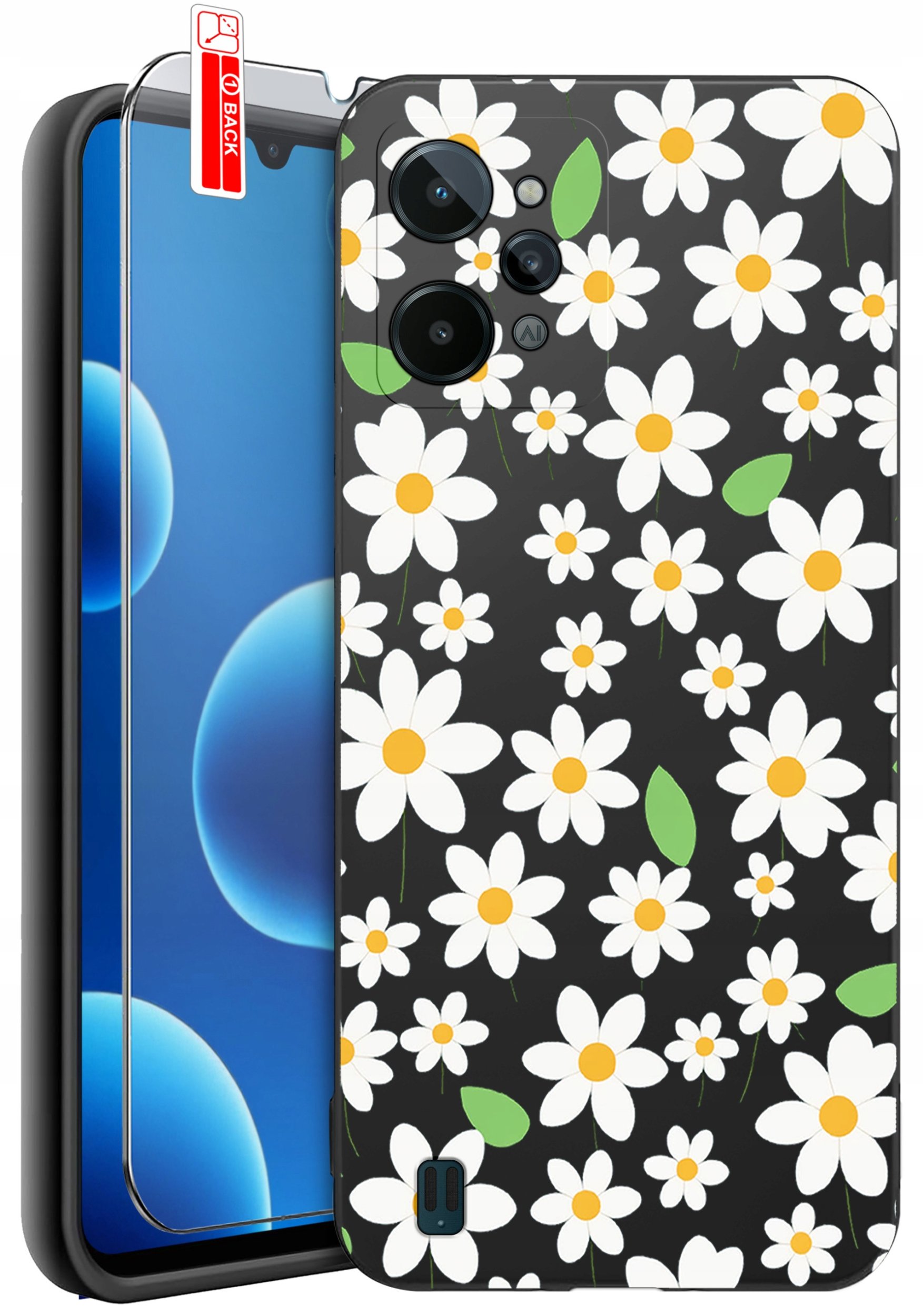 ETUI do Realme C31| WZORY | SILIKONOWE MATT CASE + SZKŁO 9H