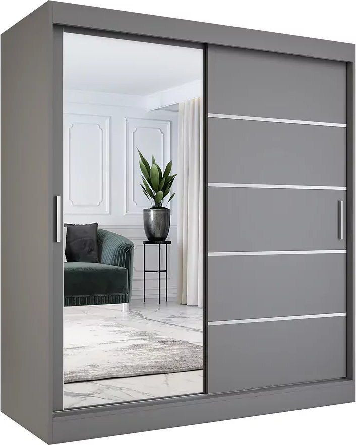 Elior Antracytowa szafa przesuwna 180 cm - Felix 5X