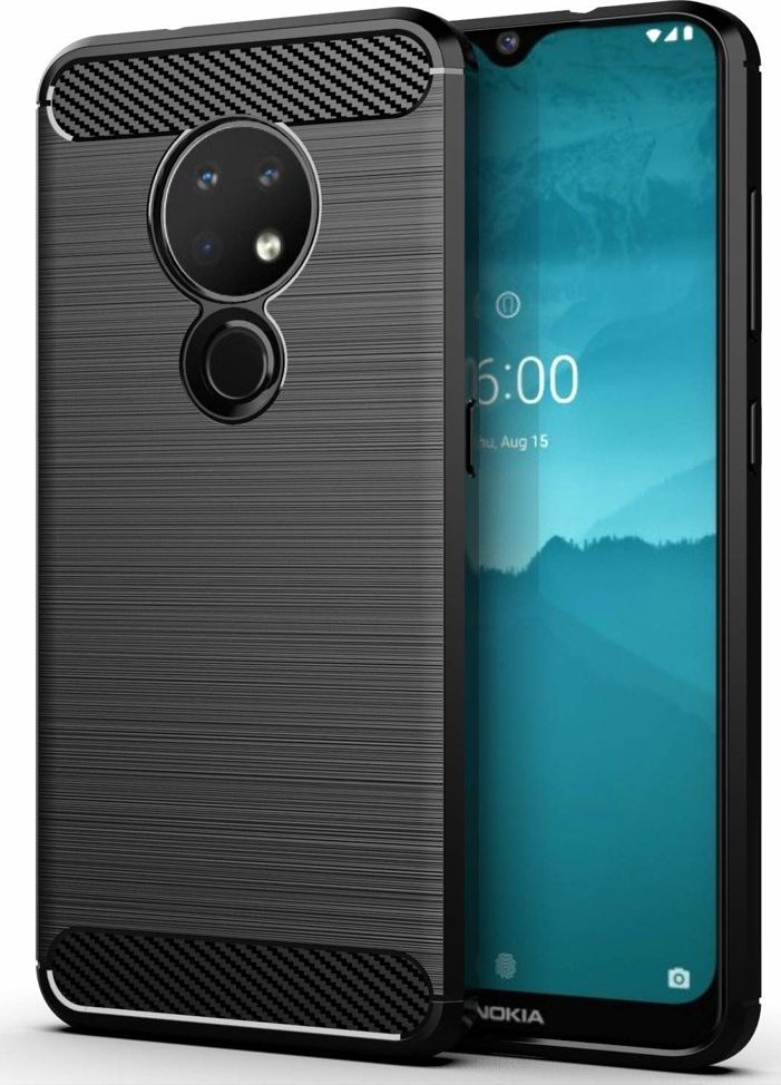 Hurtel Carbon Case elastyczne etui pokrowiec Nokia 7.2 / Nokia 6.2 czarny uniwersalny