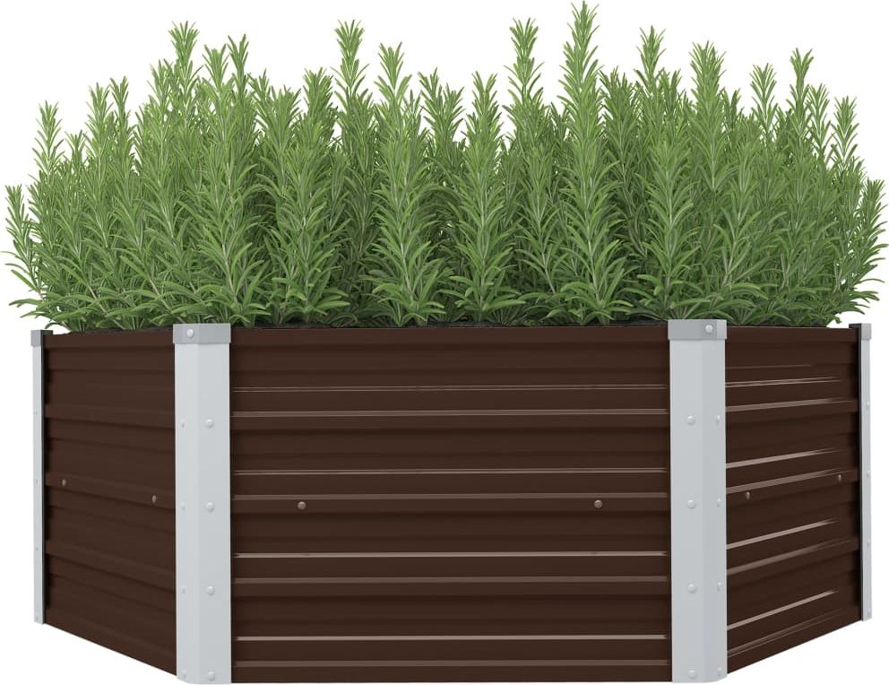 vidaXL Donica do podniesionej grządki, brązowa, 129x129x46 cm, stal