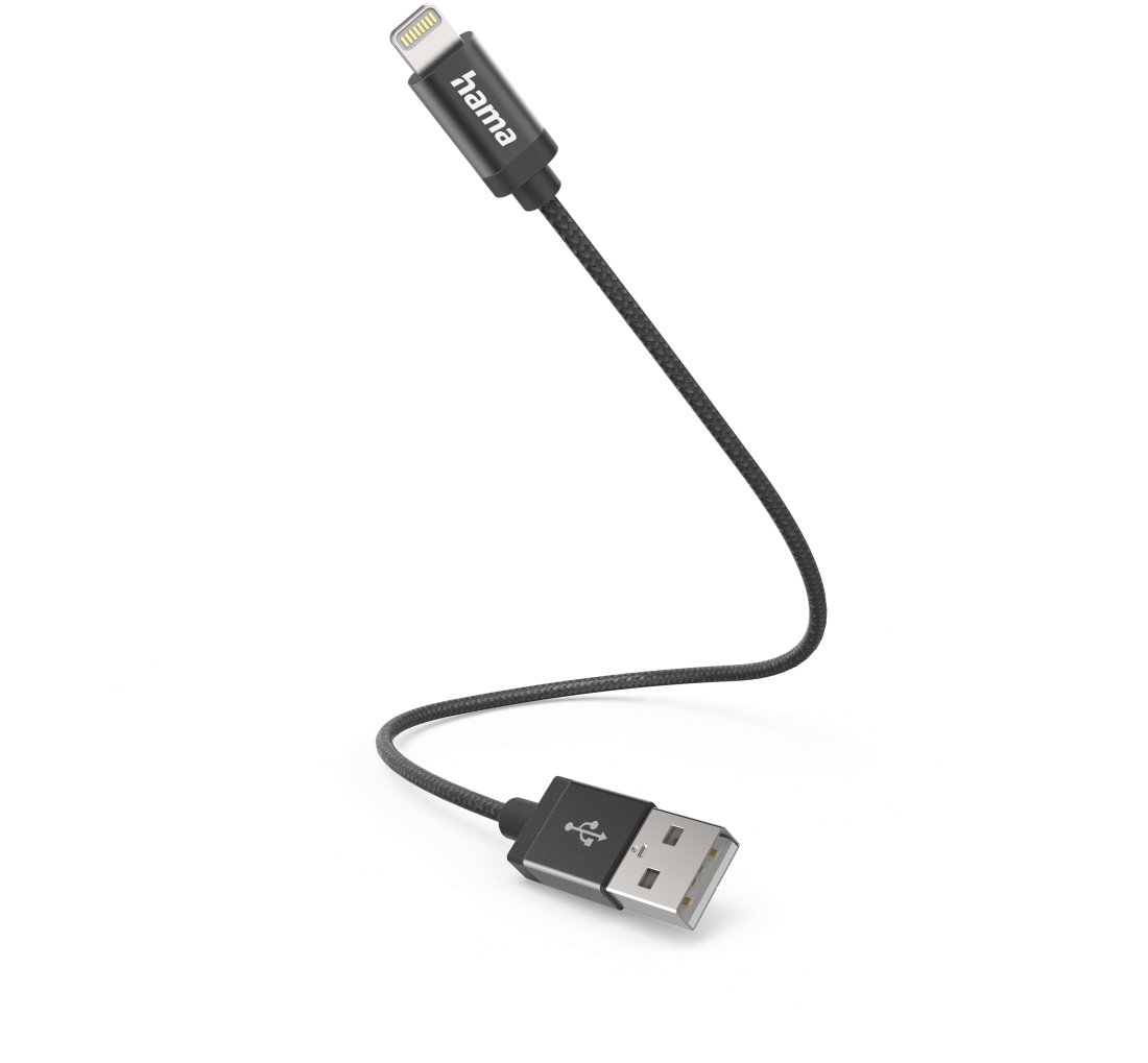 Kabel USB Hama Lightning - USB-A 0.2 m Czarny (00201578)