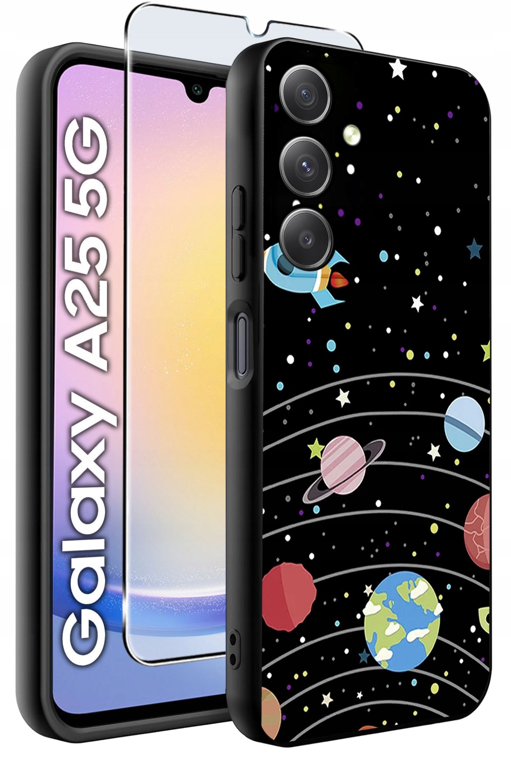 ETUI do Samsung A25 5G WZORY | SILIKONOWE MATT CASE + SZKŁO HARTOWANE 9H