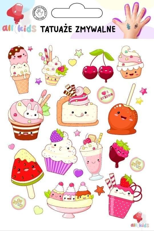 Tatuaże zmywalne dla dzieci Słodkie ciasteczka