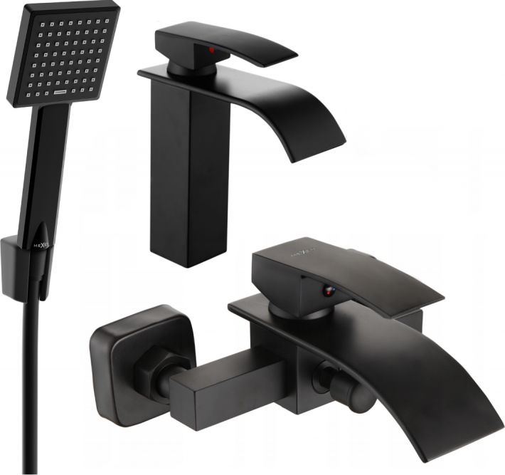 Mexen Mexen Aries R45 zestaw wannowy, czarny - 744803R45-70