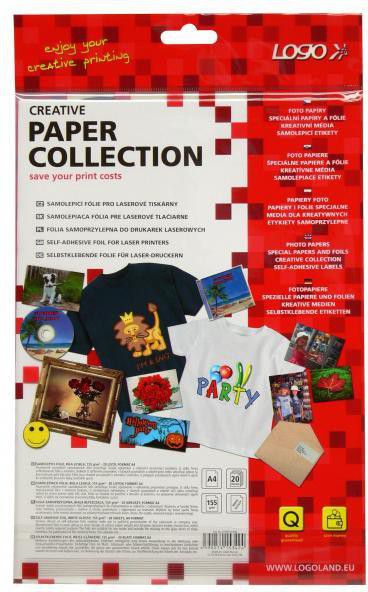 Logo Samoprzylepny papier, biały, połysk, A4, 155 g/m2, 20 arkuszy (15342)