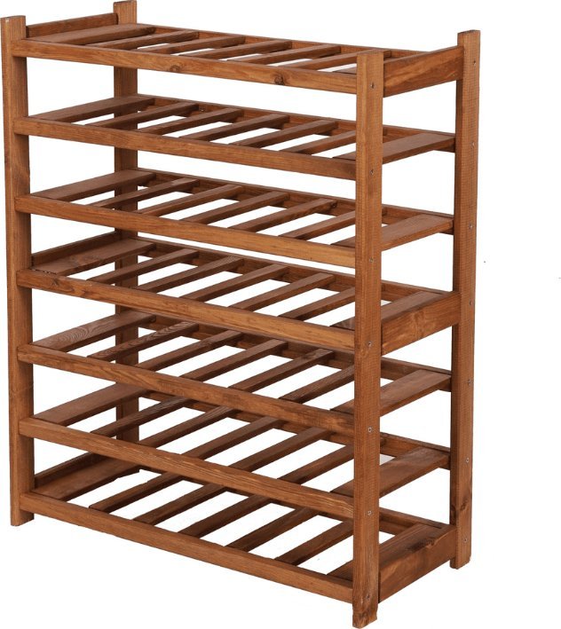 Wamar-Sosenka Regał drewniany na wino LSR 7 leżni na butelki Brązowy, Półki na wino 7 szt, Drewno sosnowe